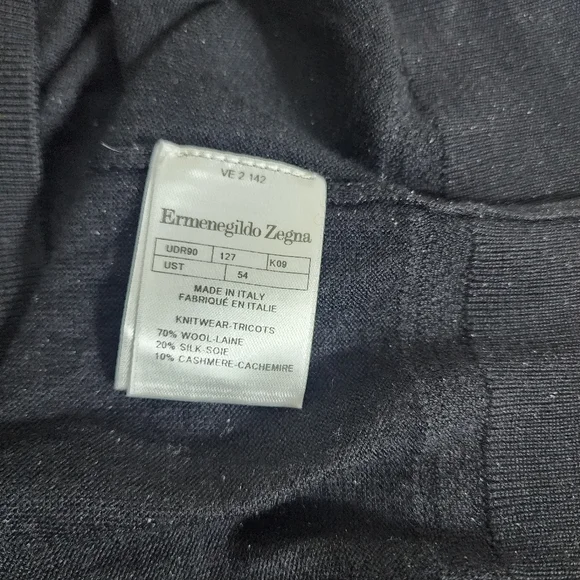 ermenegildo zegna Men’s Cashmere Silk Wool Sweater Black 1/4 Zip Long Sleeve XL